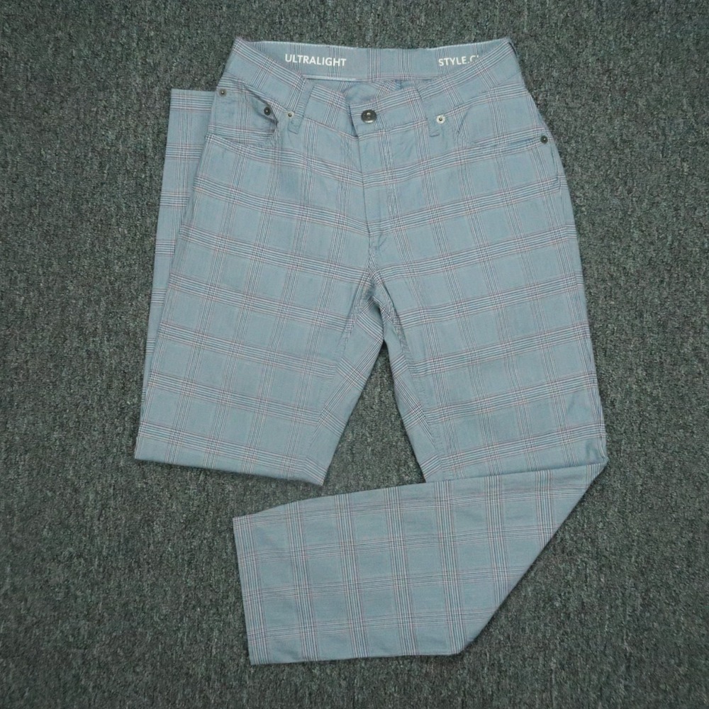 Brax Pants Men 28x29 Blue Plaid Chuck Ultralight Chino 5 Pocket Stretch - Picture 1 of 10